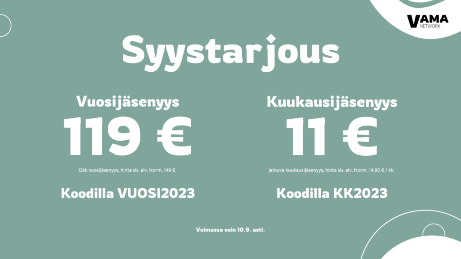 Artikkelin Syystarjous uusille jäsenille pääkuva